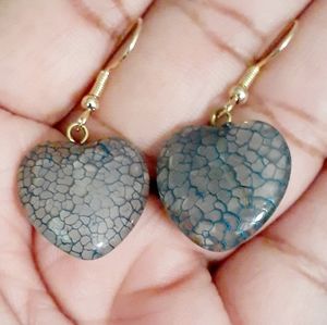 💙Dragon Veins Agate🐉Healing Heart Earrings💙